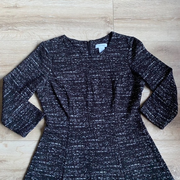 COPY - Calvin Klein dress rayon blend fit & flare textured black white - Picture 3 of 9